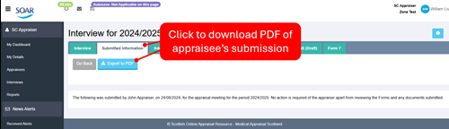 Appraiser downloads PDF of appraisee appraisal submission