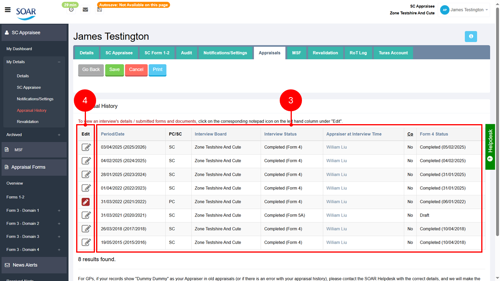 Appraisal History table