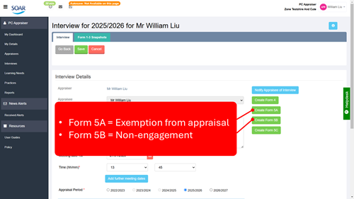 Appraiser creating Form 5A or 5B