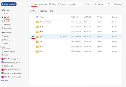 Browser view of OneDrive
