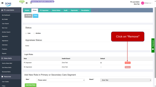 Removing appraiser role
